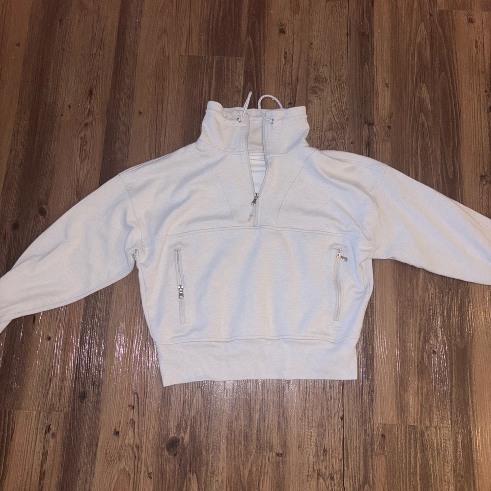 Light gray quarter zip sweatshirt